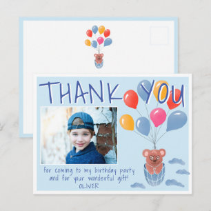 Teddybeerballonnen Kinderen Foto Verjaardag Bedank Briefkaart