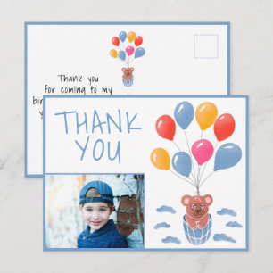 Teddybeerballonnen Kinderen Foto Verjaardag Bedank Briefkaart