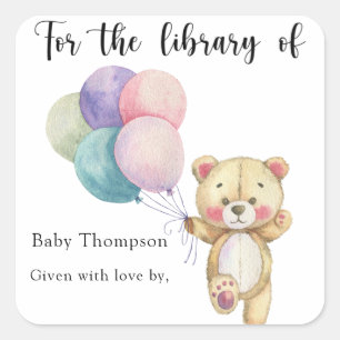 Teddybeerballonnen - voor de bibliotheek van vierkante sticker