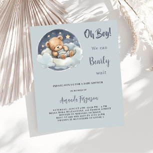 Teddybeerjongen cloud budget baby shower uitnodigi