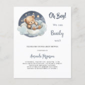 Teddybeerjongen cloud budget baby shower uitnodigi (Voorkant)