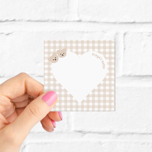 Teddyberen Bruin Gingham Hart Post-it® Notes