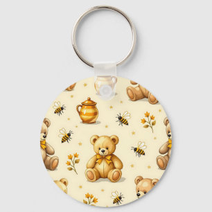 Teddyberen Honingbijen Nursery Patroon Sleutelhanger