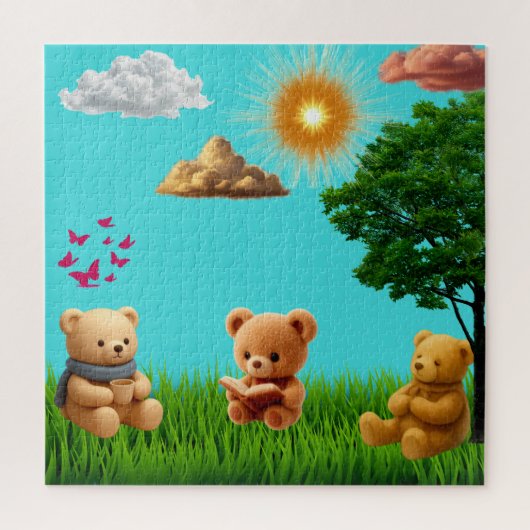 Teddyberen in het park legpuzzel (Verticaal)