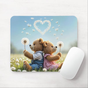 Teddyberen in paardenbloemen muismat
