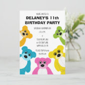 Teddyberen in regenboog kleuren schattig Kinder pa Kaart (Staand voorkant)