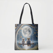 Teddyberen op een schommel in het maanlicht draagtas (Voorkant)