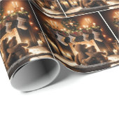 Teddyberen voor een kersthaard cadeaupapier (Rol Hoek)