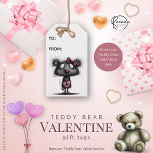 Teddychristalmaan Valentijnsdag Cadeautags Cadeaulabel