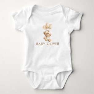 Teddycht & Beige Ballonnen Cute Baby Shower Cadeau Romper