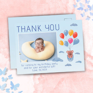 Teddychteballonnen Kinderen Foto Verjaardag Bedank Briefkaart