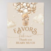 Teddychtige ballonnen babyshower favoren poster (Voorkant)