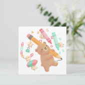 Teddy's Back to School Illustration Kaart (Staand voorkant)