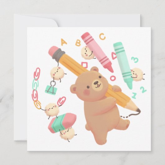 Teddy's Back to School Illustration Kaart (Voorkant)