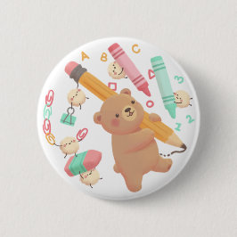Teddy's Back to School Illustration Ronde Button 5,7 Cm