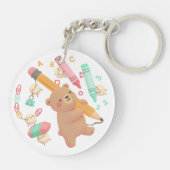 Teddy's Back to School Illustration Sleutelhanger (Achterkant)