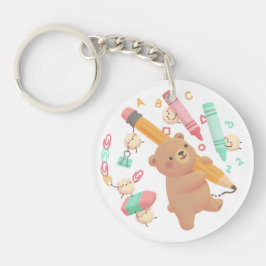 Teddy's Back to School Illustration Sleutelhanger