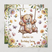 Teddy's eerste verjaardagsfeestje kaart (Voorkant / Achterkant)