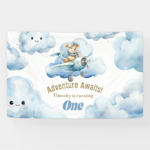 Teddy's Eerste Verjaardagsvlucht: Een Hoge Vlieger Spandoek