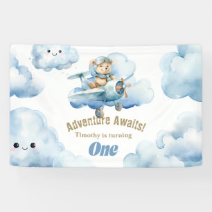 Teddy's Eerste Verjaardagsvlucht: Een Hoge Vlieger Spandoek