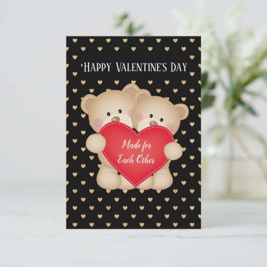Teddys Knuffelkaart 'Gemaakt voor Elkaar' Kaart (Staand voorkant)