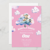 Teddy's premier anniversaire Sky Safari Invitation (Devant / Derrière)