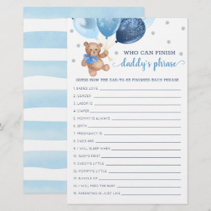 Teddysbeer voor Daddy's Gezegde Spel Baby Shower