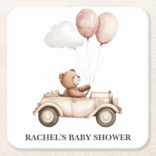 Teddyshower Coaster voor Auto Baby Vierkante Kartonnen Onderzetter