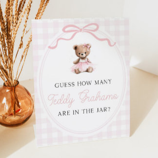 Teddyshower met teddyberen Hoeveel teddygrammen Reclamebord Met Voetstuk