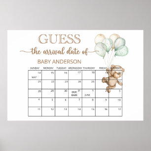 Teddyshower Verwachte Bevalling Datum Kalender Poster
