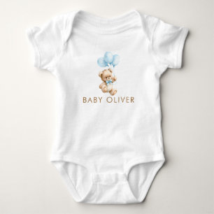Teddyspeelgoed en blauwe ballonnen Cadeaubaby show Romper