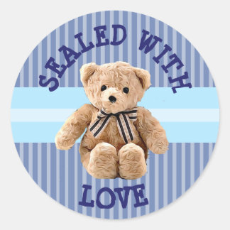 Teddysticker met liefde verzegeld ronde sticker