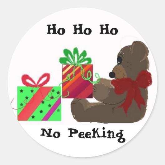 Teddystoel met cadeaus cadeaukaart ronde sticker (Voorkant)