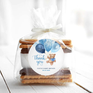 Teddystof Bedankt Baby Shower Favor Geschenk Ronde Sticker