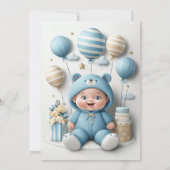 Teddystrik met bloemen kaart (Achterkant)
