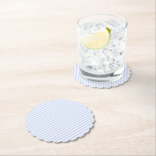 Teder Babyblauw Bleke Hemelblauw en Witte Streep Kartonnen Onderzetters
