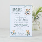 Teder Beertje Teddy Beer Baby Shower Uitnodiging (Staand voorkant)