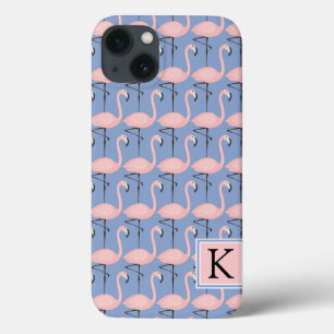 Teder Flamingo patroon   Monogram iPhone 13 Hoesje