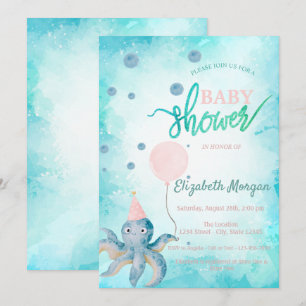 Teder Octopus Ballon Zomer Baby Shower Kaart