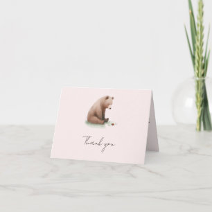 Tederbeer Babyshower in waterverf vintage stijl Bedankkaart