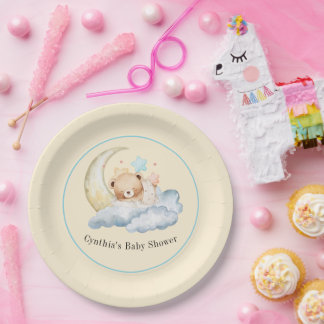 Tederbeer jongens babyshower papieren bord