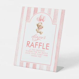Tederberen Luierraffle Roze Strepen Baby Shower Reclamebord Met Voetstuk