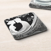 tedere kus wit & zwart silhouet liefde bier onderzetter (Linkerzijde)