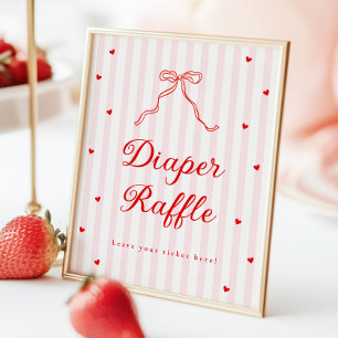 Tederhartige Baby Shower Luier Raffle Bord Poster