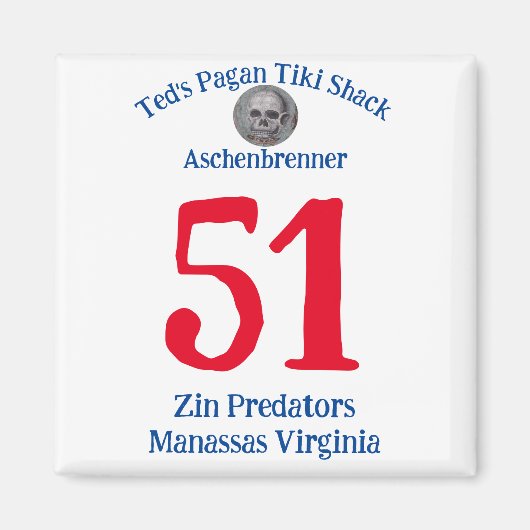 Ted's Pagan Tiki Shack Zin Predators Manassas VA Magneet (Voorkant)