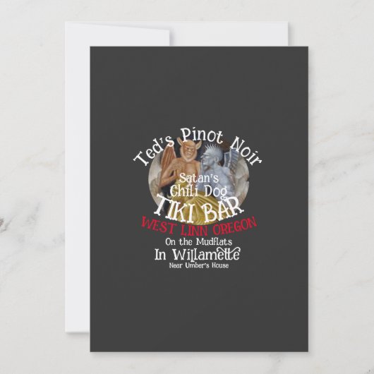 Ted's Pinot Noir Satan's Chili Dog Tiki Bar Kaart (Voorkant)