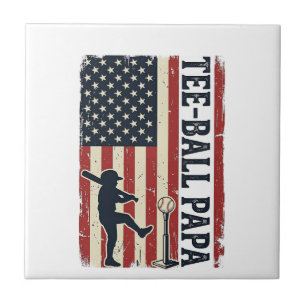 Tee Ball Papa Amerikaanse Vlag Vintage Shirt Ontwe Tegeltje