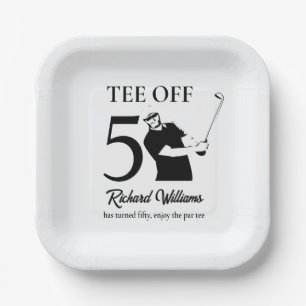 Tee Off Begin van een nieuw tijdperk man's 50ste v Papieren Bordje