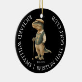 Tee-Rex Dinosaur Custom Golfer Name And Club Keramisch Ornament (Rechts)