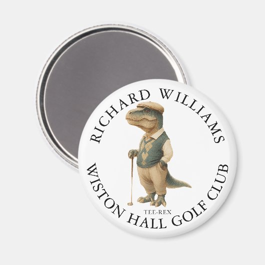 Tee-Rex Dinosaur Custom Golfer Name And Club Magneet (Voorkant / Achterkant)